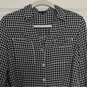 Jones Black/White Checked Blouse